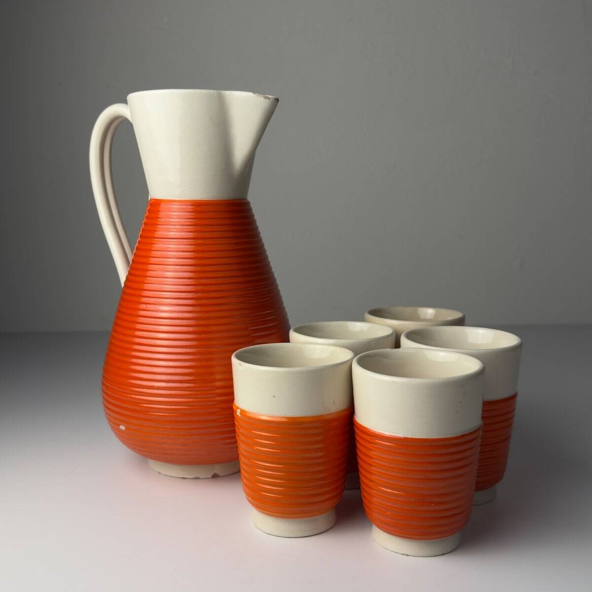 Vintage water service from Ceramiche Rometti Umbertide, Italy, 1930s, set of 6.