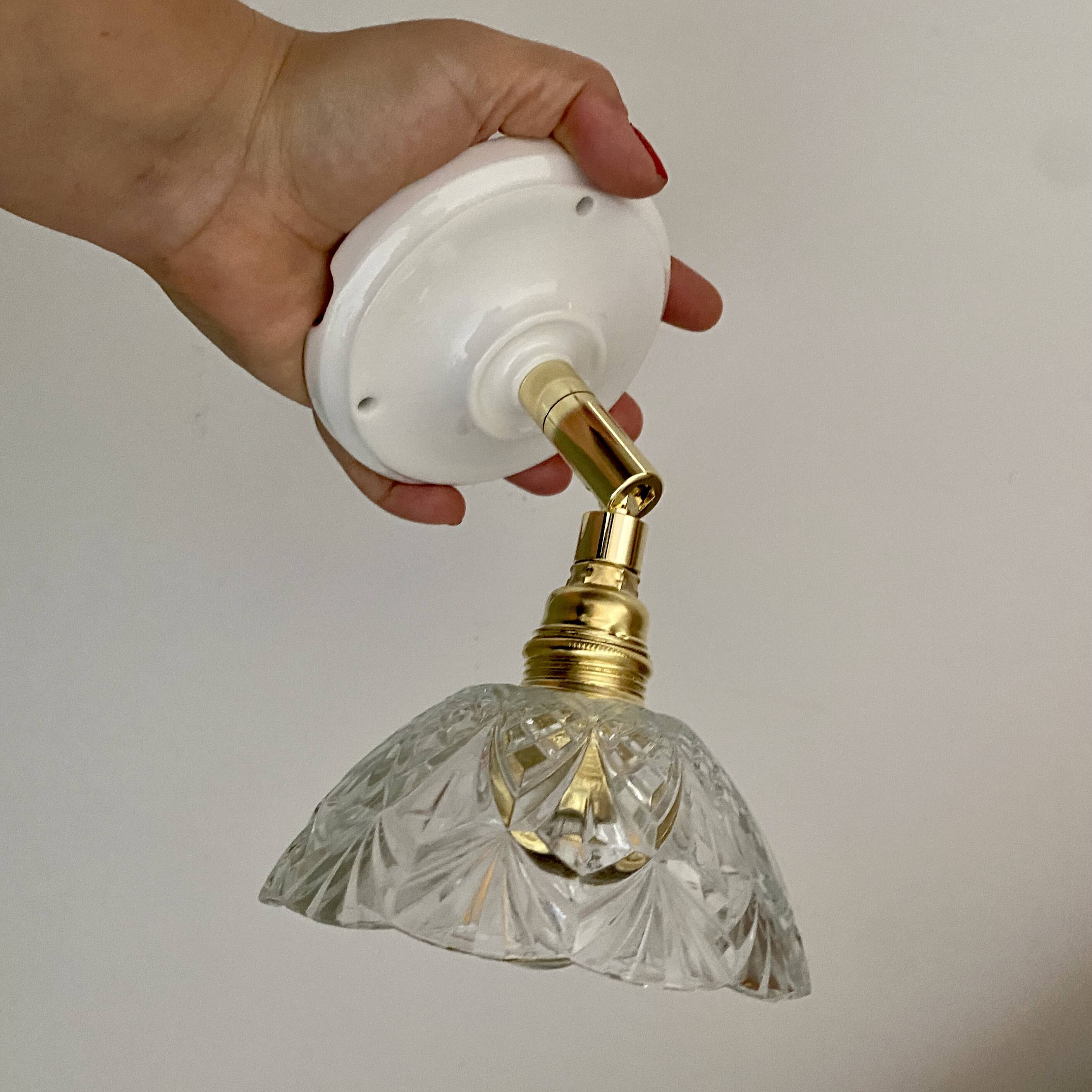 Vintage glass cut lampshade - tableware collection -