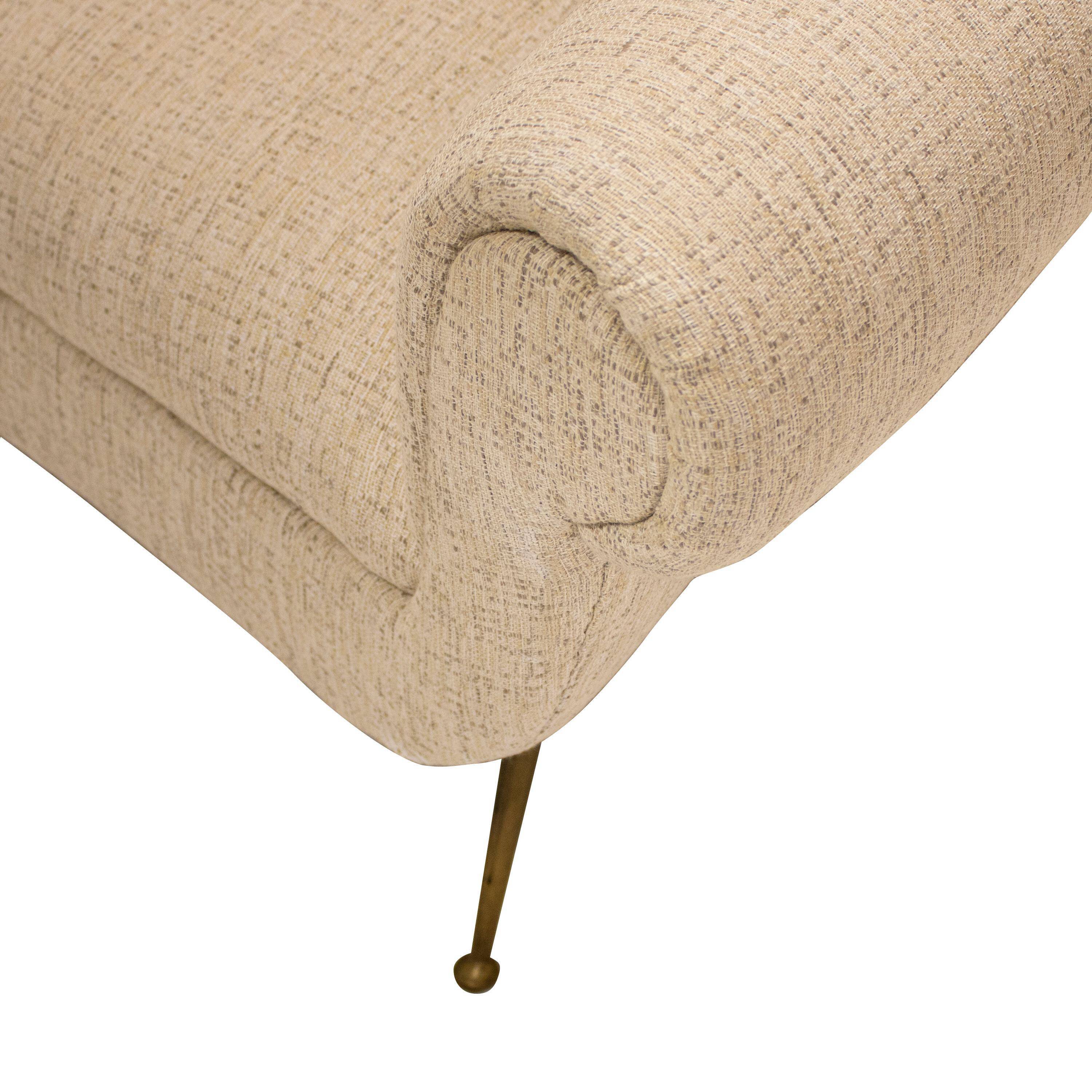 Canapé italien courbé en coton chenille ivoire Gigi Radice Mid-Century Modern