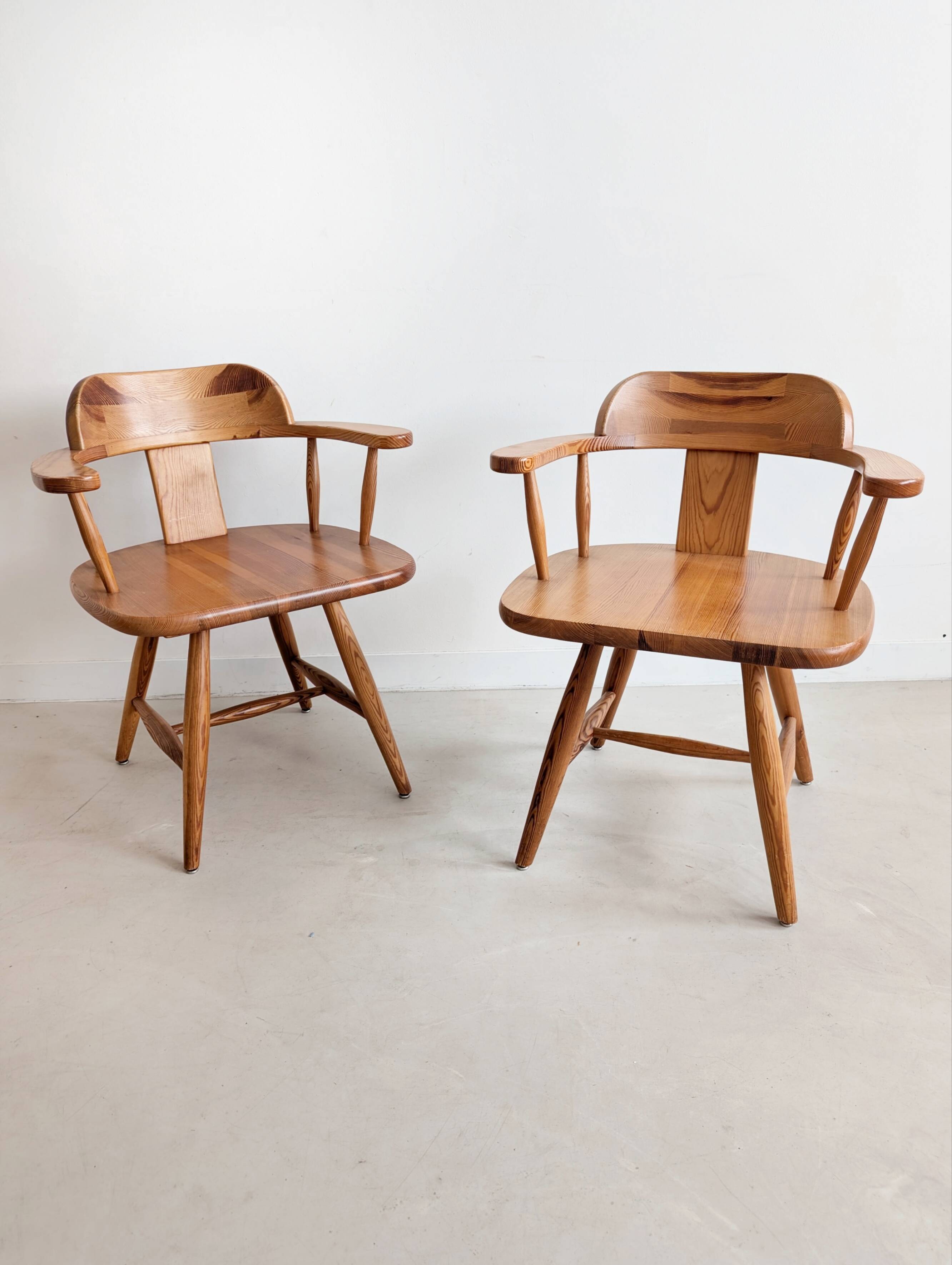 Set of 6 pine wood dining chairs by Asko Finland 1970s