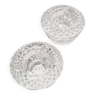 2 French cut crystal candlesticks D Arques with label