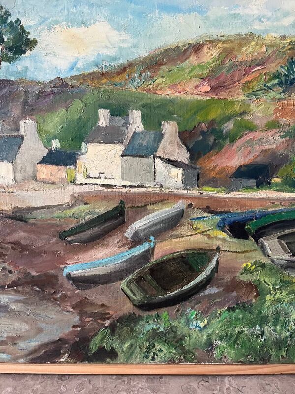 Paysage Breton, huile sur toile, signé Régine David