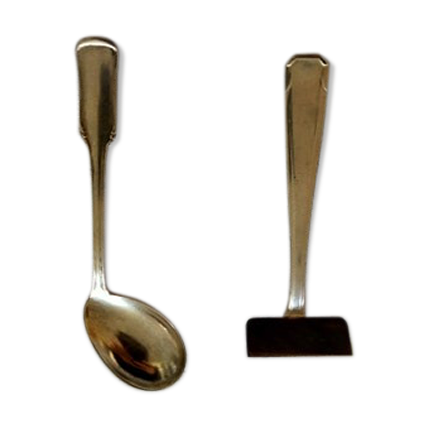 Silver metal baby cutlery (scraper and spoon)