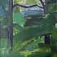 Vintage Modernists Landscape Oil on Canvas signed by F.H. 1950s