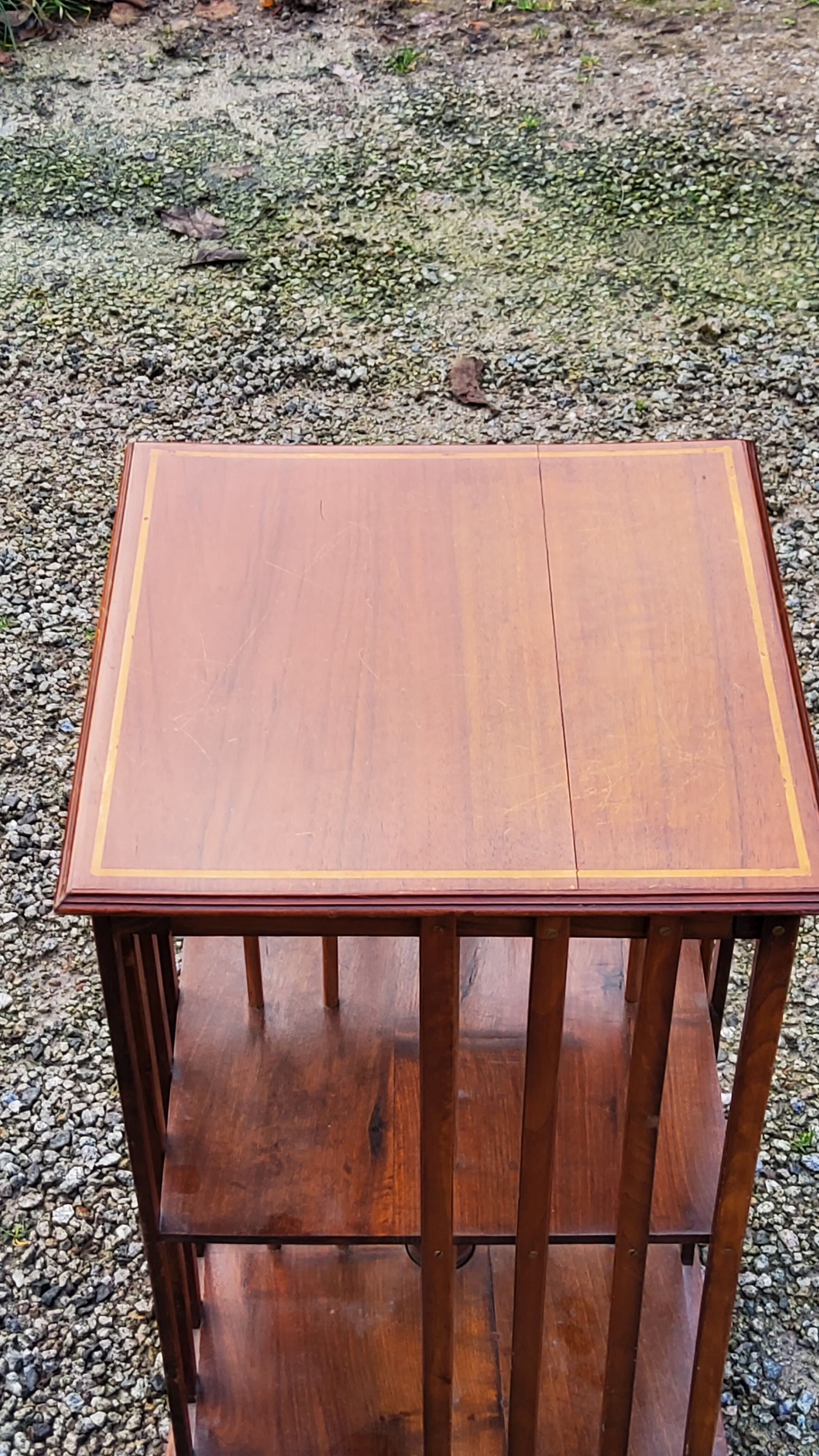 Art Deco style revolving bookcase in walnut and oak