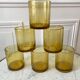 Set of 6 yellow bubble glass water glasses 70s