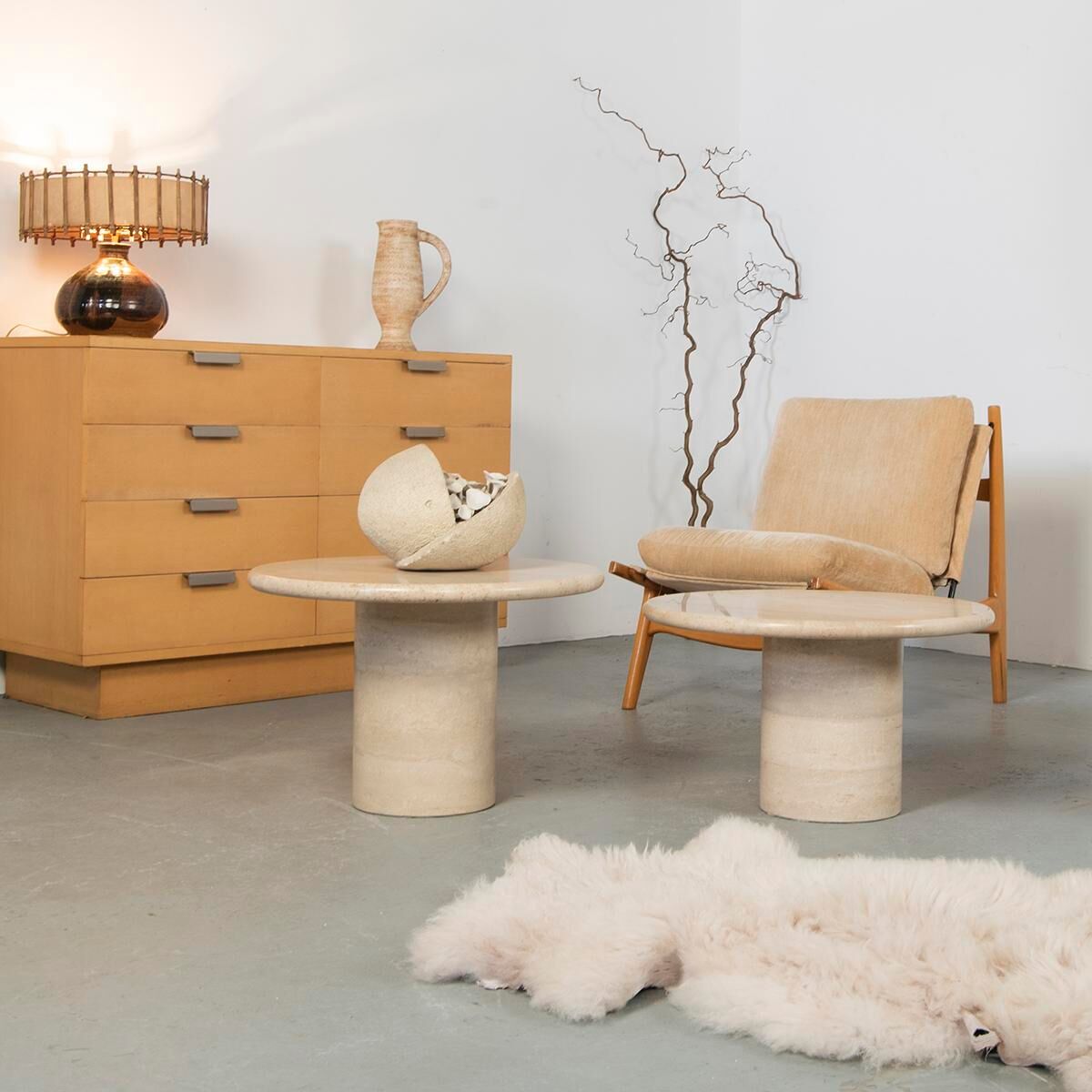 table lamp in enamelled stoneware, france circa 1960