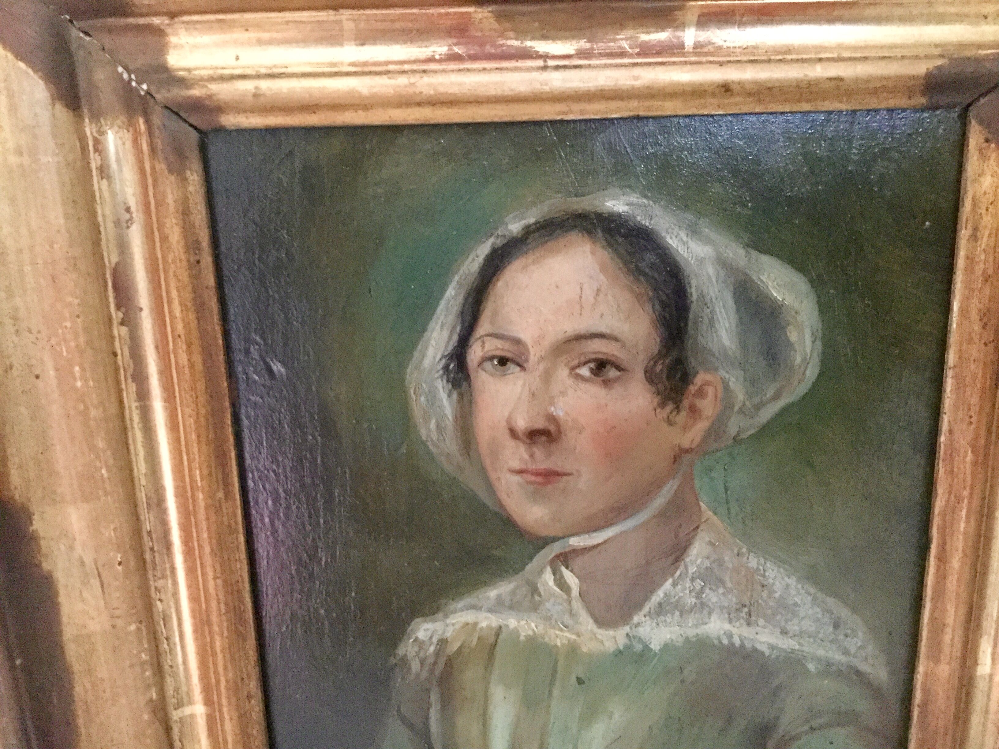 Old painting oil portrait 19th