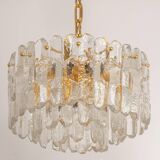 Luminaire en laiton doré, verre cristal Palazzo, Kalmar, Autriche, 1970