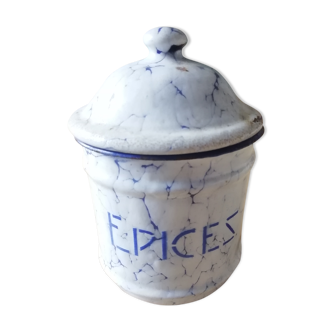 Enamelled metal spice pot