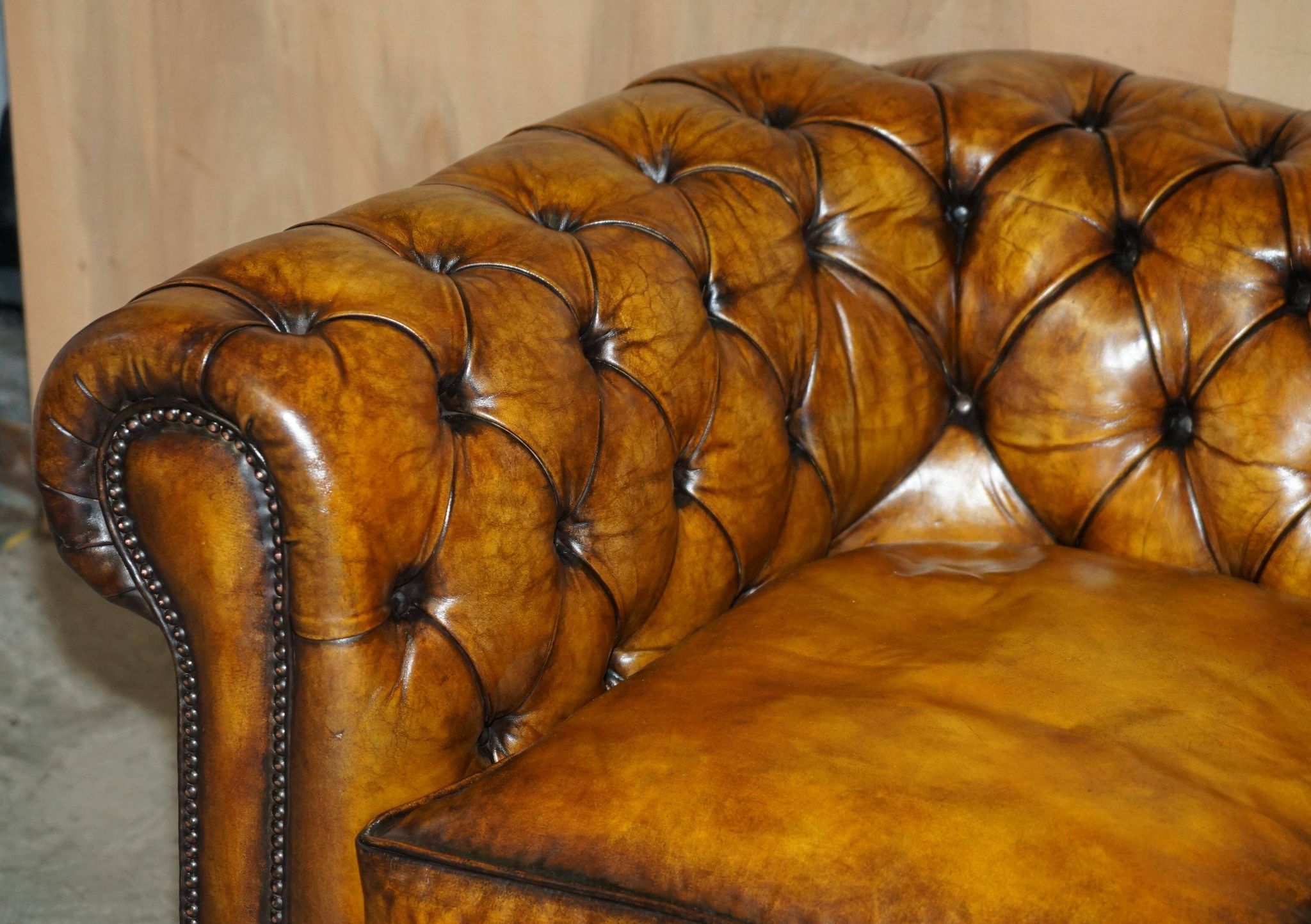 Restored vintage leather Chesterfield sofa