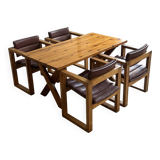 4 chaises et table X-leg Ate van Apeldoorn, années 1970