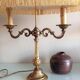 Empire style hot water bottle lamp with fabric lampshade / vintage 50-60s