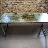 Green patinated metal workshop table 1950