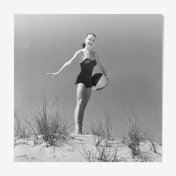 Tirage photo noir et blanc pinup femme papier baryté 300g format 40cmx40cm