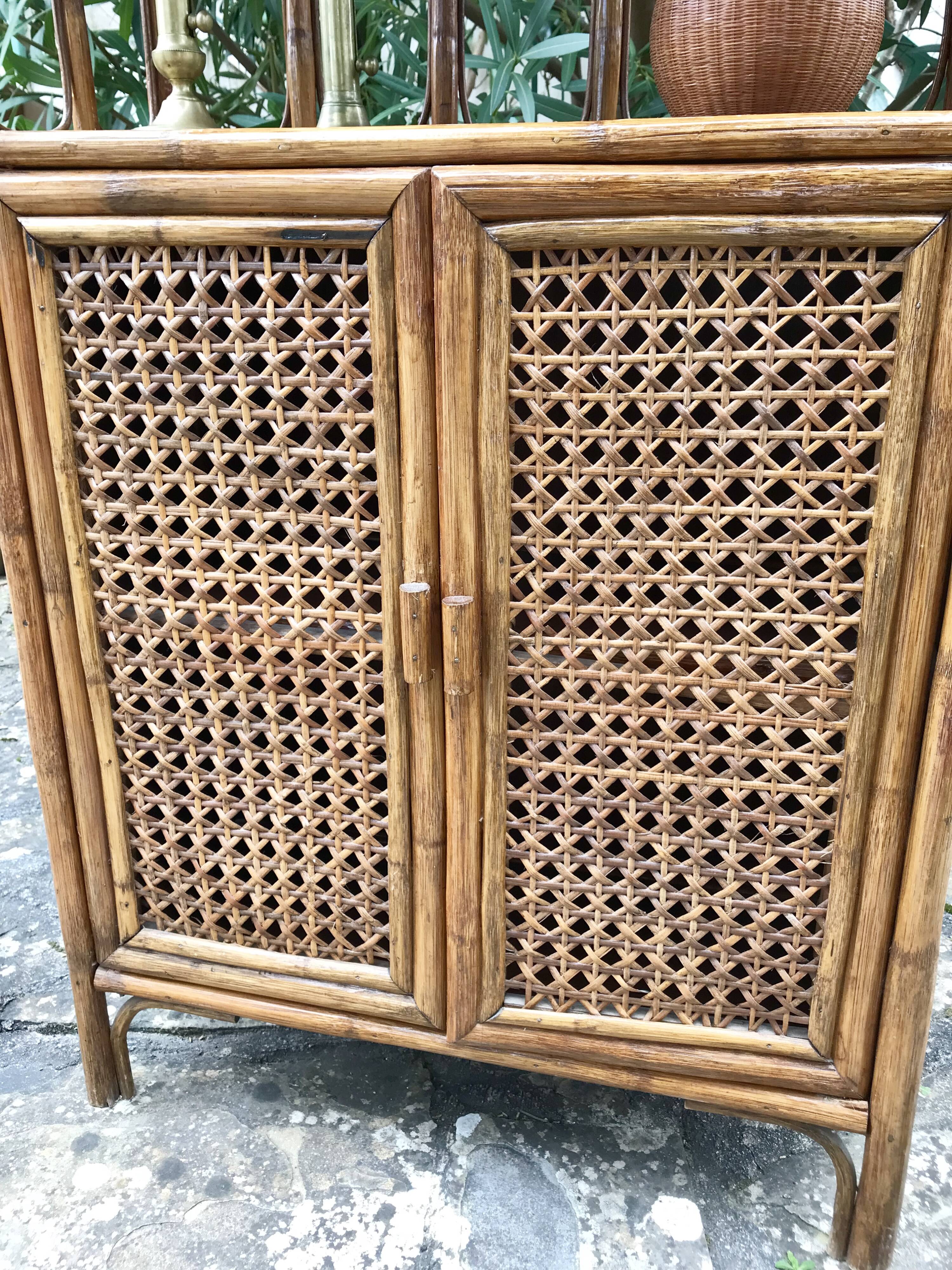 Vintage rattan bookcase