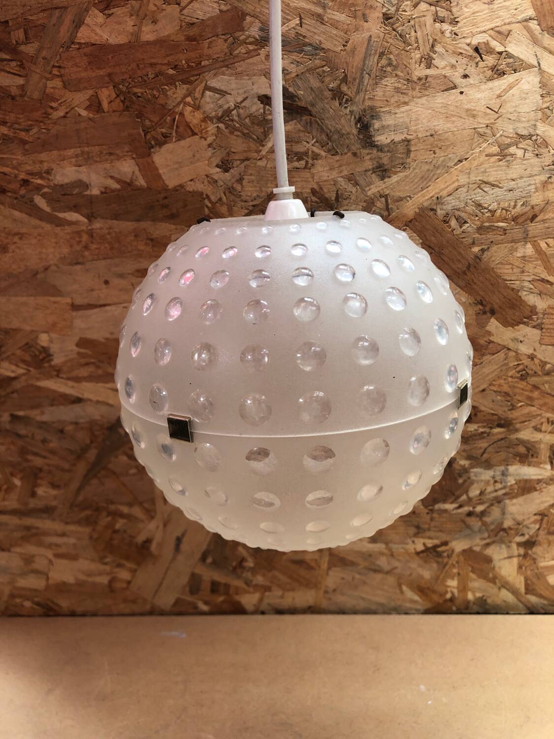 Old rotaflex plexi pendant lamp ball shape 70s vintage