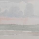 Camille COMBE: Shady seaside, Original signed watercolor