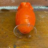 Antique MURANO Orange Blown Glass Vase Corolla Neck Vintage Decoration