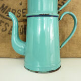 Old coffee maker in pastel blue enamelled sheet