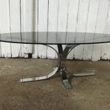 Vintage chrome and smoked glass coffee table