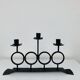 Vintage Brutalist Wrought Iron Triple Candle Holder