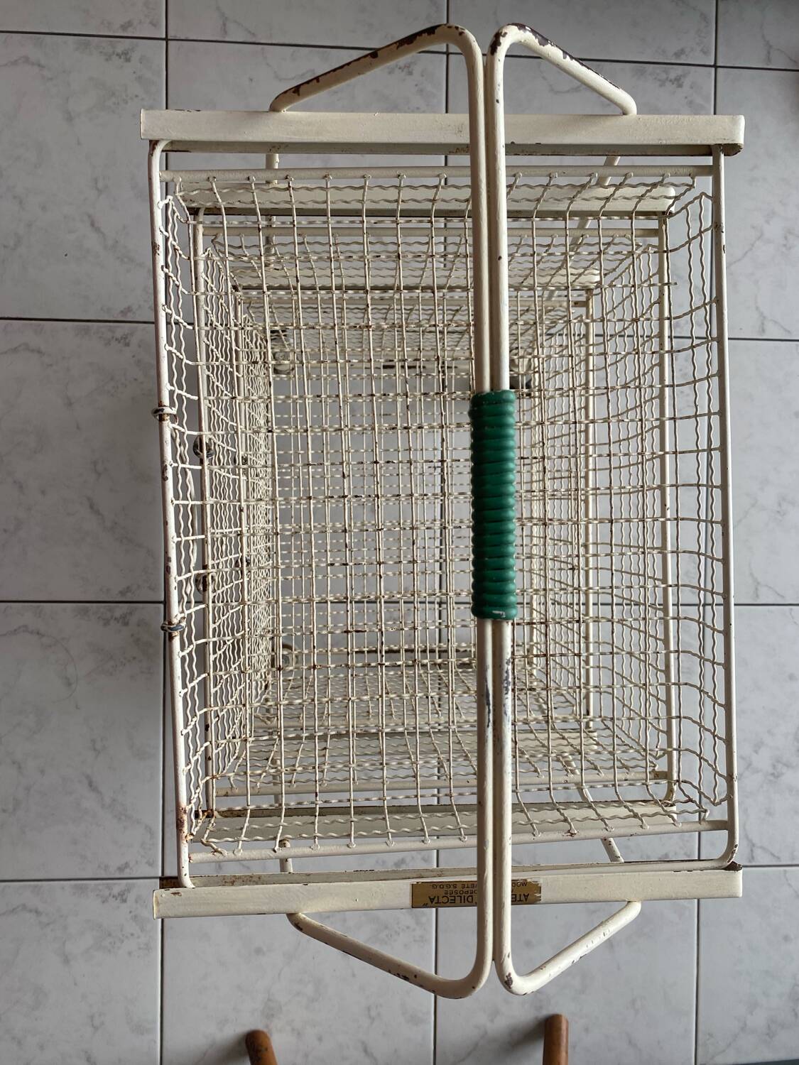 Metal serving trolley on wheels