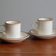 2 coffee cups, 80s sandstone subcups
