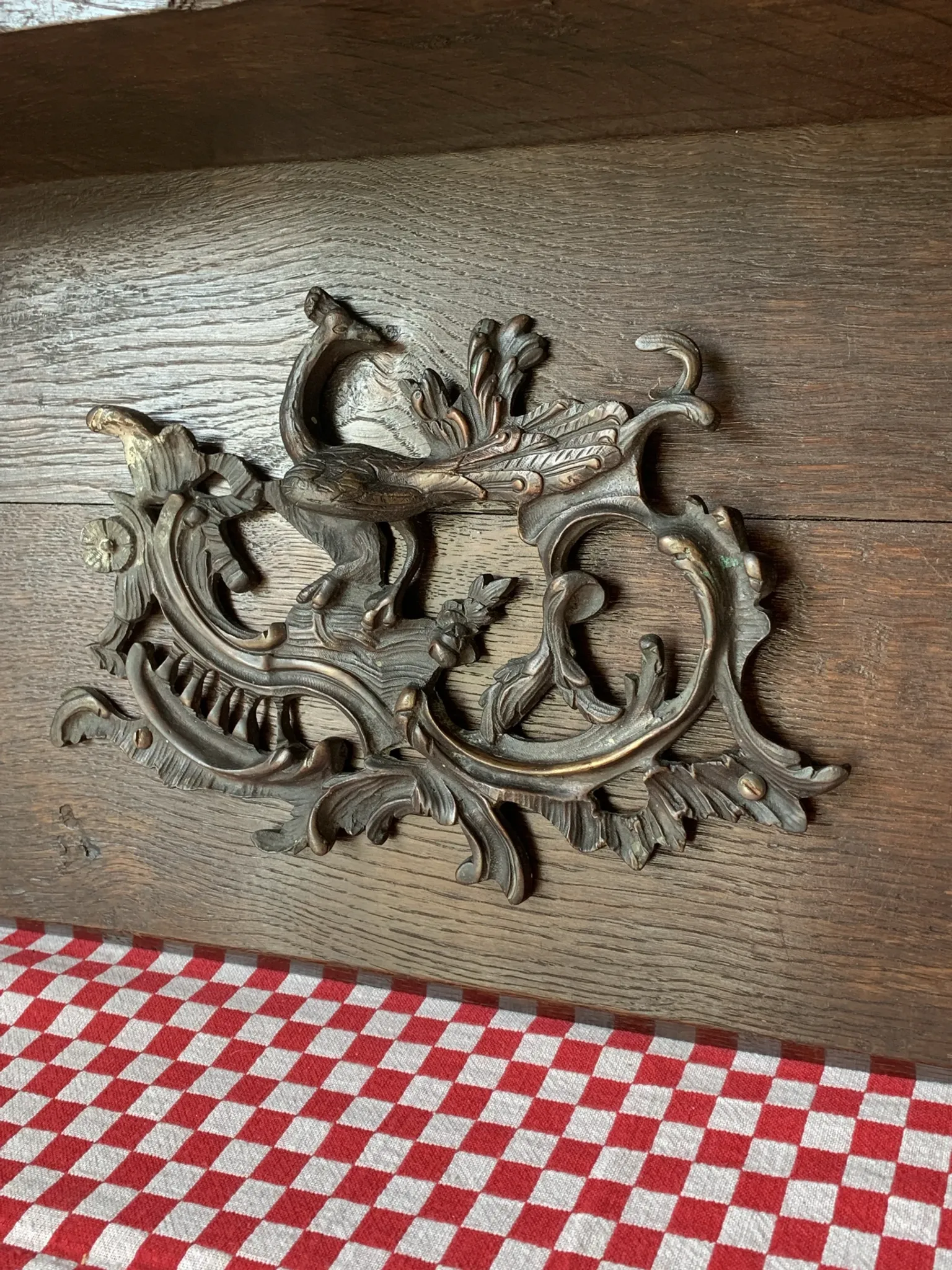 Antique wall shelf in solid oak and bronze - Rococo style XIX