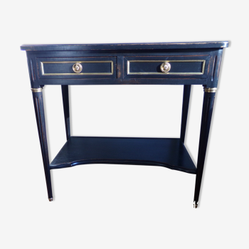 Console style louis XVI 2 drawers patinated black.