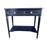 Console style Louis XVI 2 tiroirs patiné noir.