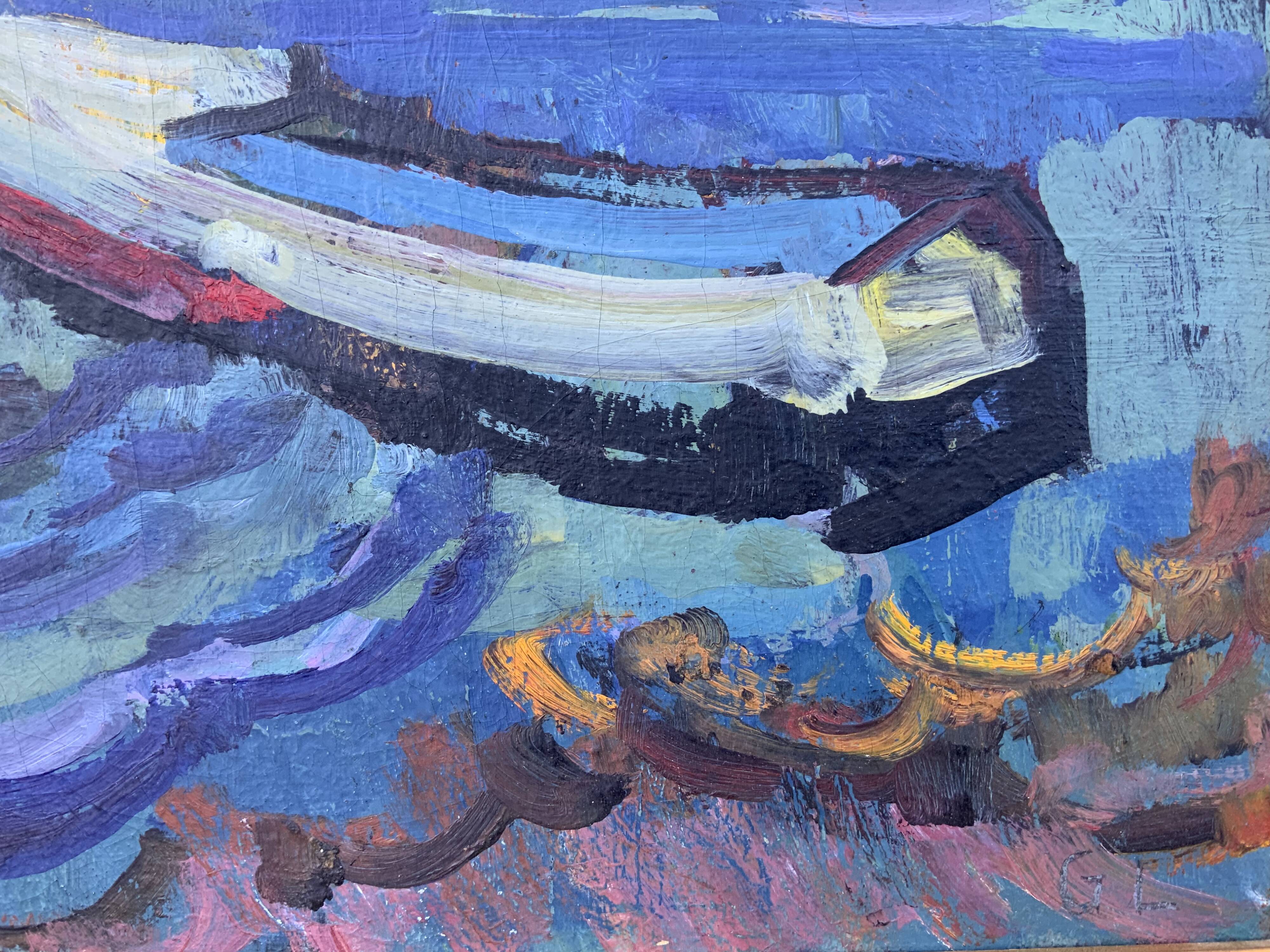 Vintage Modernists Oil Painting Abstract Landscape Gerhard Larsson 1960