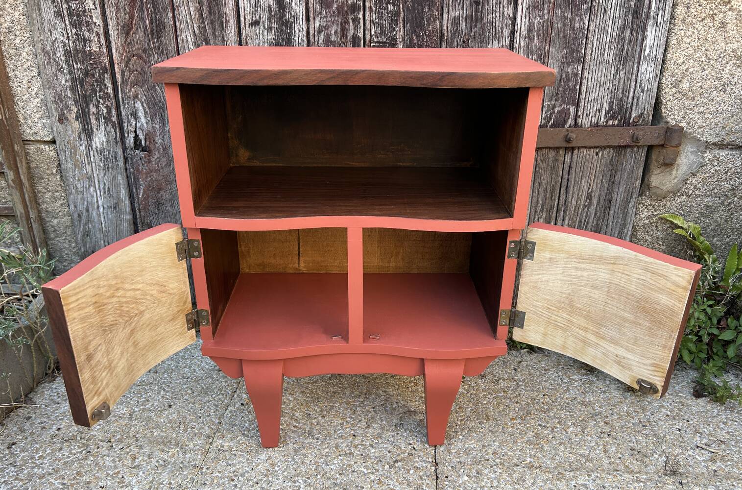 Art Deco bedside table, terracotta, 1930s/40s