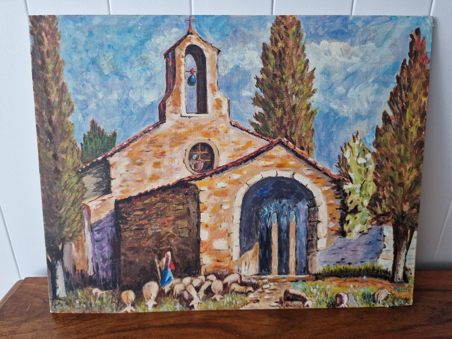 Vintage Provençal painting on canvas
