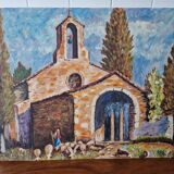 Vintage Provençal painting on canvas