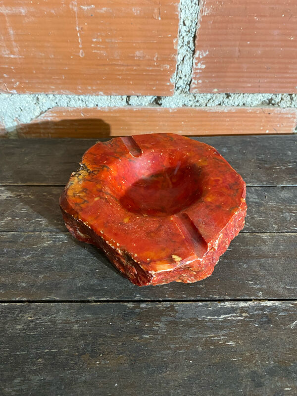 Cendrier ancien romano bianchi albâtre rouge 70’s made in italy vintag