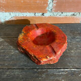 Vintage 70s ROMANO BIANCHI Red Alabaster Ashtray Made in Italy