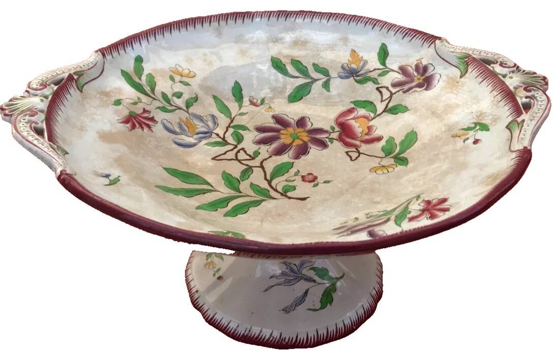 Années 1910 Compotier Faïence de Sarreguemines (U&C) modèle Strasbourg