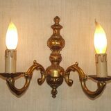 Double bronze wall light, vintage French traditional style, scrolled arms 5097.