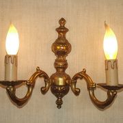 Double bronze wall light, vintage French traditional style, scrolled arms 5097.
