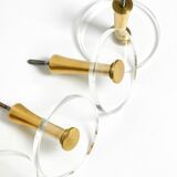 70s set of 6 coat hooks made of brass and plexiglass Vereinigte Werkstätten