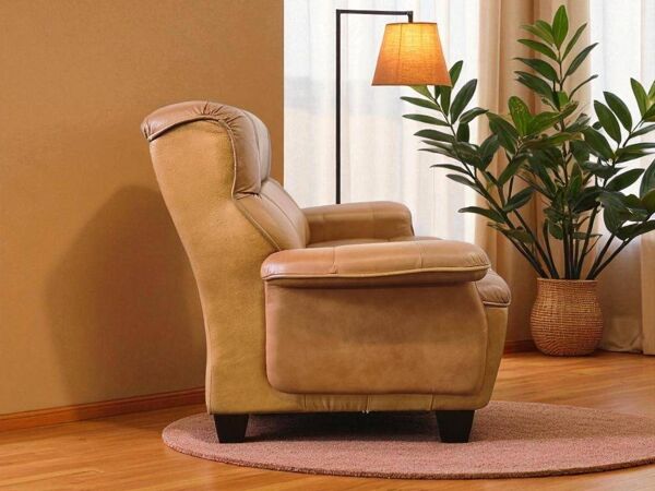 Fauteuil vintage en cuir cognac / fauteuil une place / fauteuil