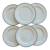 6 assiettes à dessert Villeroy & Boch porcelaine ivoire – Liseré bleu foncé