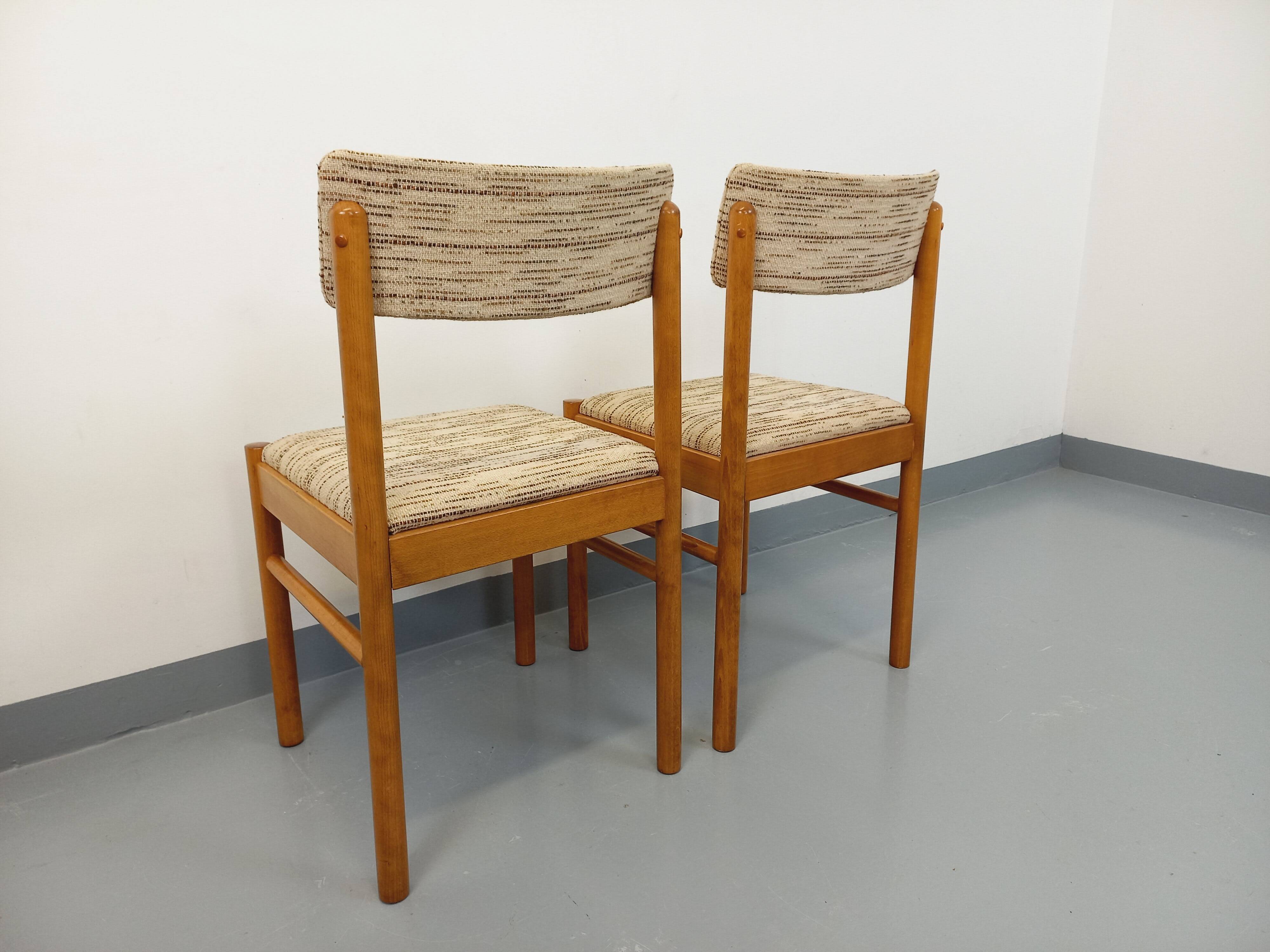 Pair of vintage Baumann chairs in wood and fabric from the 70s