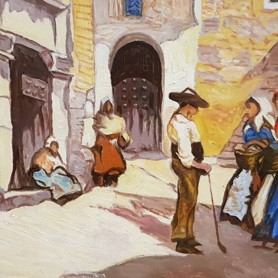 Spanish Village signed Diaz de la poue
