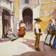 Spanish Village signed Diaz de la poue
