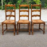 2 or 3 solid wood straw chairs, farmhouse style