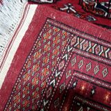 Handmade vintage Uzbek Bukhara rug 86cm x 125cm, 1960s