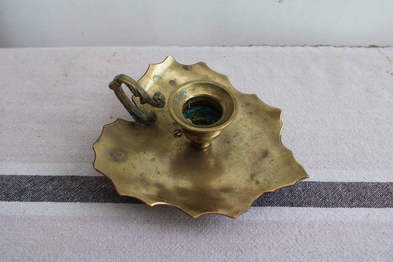 Gold-plated brass candle holder