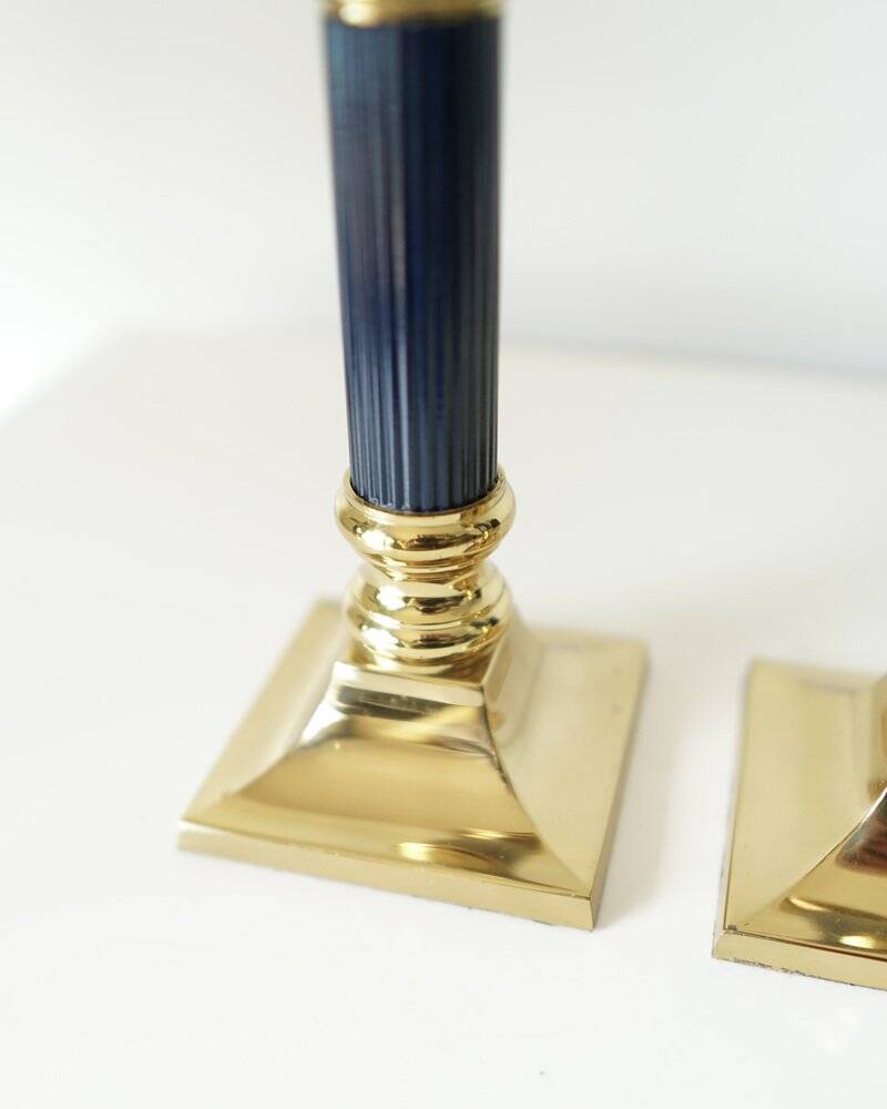 Vintage gilt brass candlesticks, 1970s, set of 2